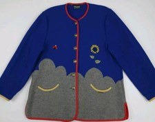 Vintage Geiger Austria Boiled Wool Jacket Multicolor Sunflower Pattern Rare Vtg