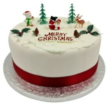 10 piece SET Merry Christmas Cake Decorations yule log cupcake toppers 