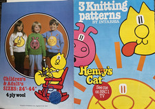 KNITTING PATTERN 3 Henrys Cat intarsia jumper Gary Kennedy TV childrens 1984