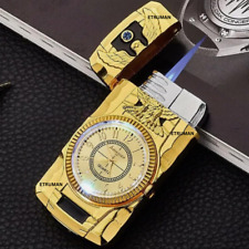 Gold Metal Jet Gas Flashlight Lighter Windproof Cigar Drill Lighter Smoking