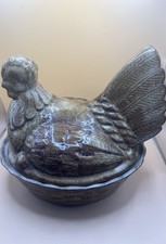 Vintage Ceramic Basket Design Chicken Storage Pot Egg Holder Kitchenalia