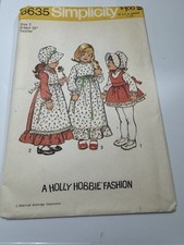 Vtg Simplicity Pattern 6635 Size 3T Holly Hobbie Dress & Apron Toddler Uncut;FF