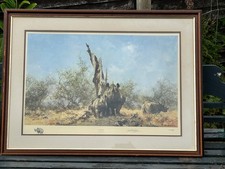Huge Framed Signed Limited Edition Print  "Rhino Beware" by David Shepherd O.B.E