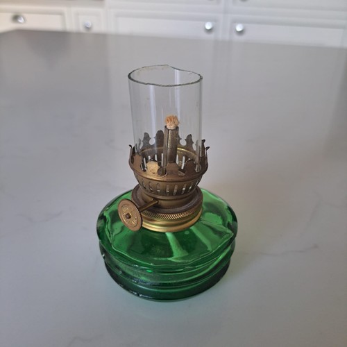 Vintage miniature green glass - green,