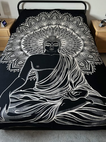 Indian buddha double bed throw - buddha,