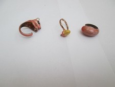 SET OF THREE ENAMELED SQUIRREL AND ACORN COSTUME RINGS