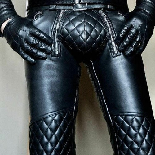Men real leather pant - real, punk