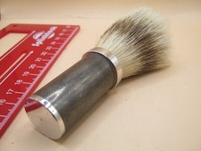 Vintage Italian Hallmarked Silver Shaving Brush With Oxidised Engine Turn Handle