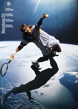 Original vintage Barcelona ‘92 Olympic Games NASA sport tennis athlete poster