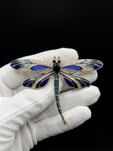 Dragonfly brooch pin blue - dragonfly,