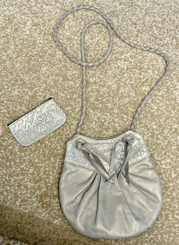 Silver leather crossbody - crossbody, bag