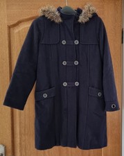 Girls Vertbaudet Navy Blue Hooded Coat Age 10 Years