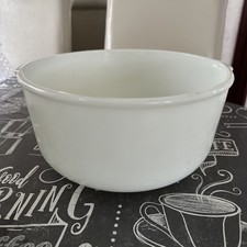 Vintage Glasbake Mixmaster Sunbeam Large White Milk Glass Mixer Mixing Bowl