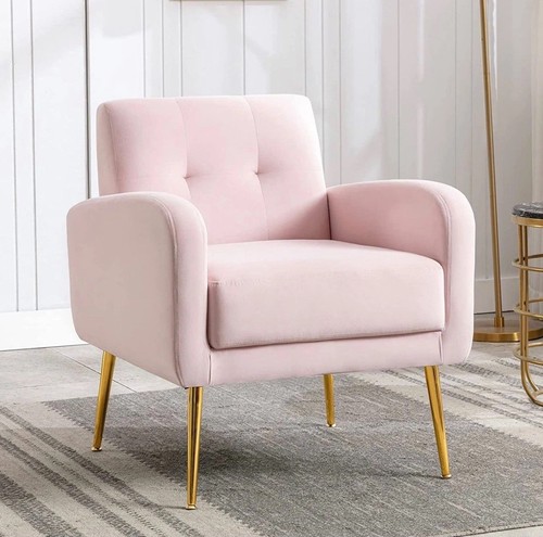 Pink velvet armchair - pink,