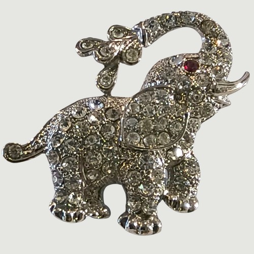 Rhinestone elephant brooch - elephant,