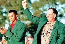 Mark O'Meara SIGNED 12x8 Golf Photo 4 with Tiger Woods + Dealer COA