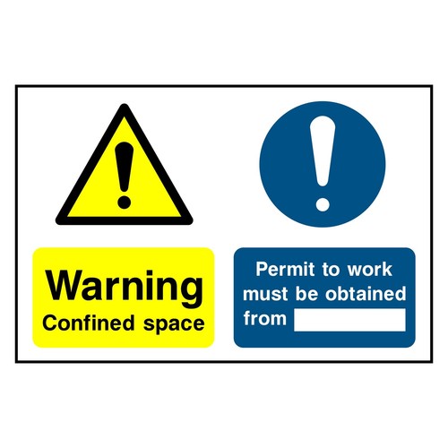 Warning confined space permit - confined,