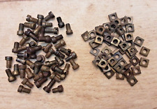 Meccano 50 X #37 Brass Plated Nuts & Bolts with worn plate finish good to use