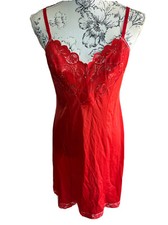 Vintage St Michael Cling Resist Anti Static 100% Nylon Slip Red 1960s 8 - 12