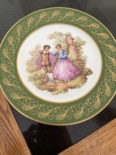 Limoges porcelain decorative plate with a Fragonard-inspired scene.