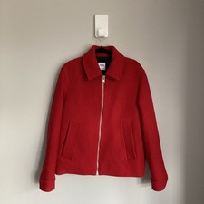 Zara Womens Coat Wool Blend Red Small Short Jacket