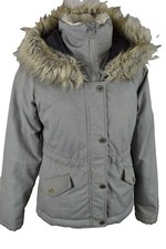 HOLLISTER Grey Padded Jacket size S Womens Full Zip Hooded Outdoors Outerwear