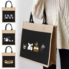 Large Jute Hessian Shopping Bag Hessian Eco-Reusable Gift Tote Lunch Handbag UK