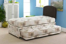  APOLLO BROWN  PLATO 3FT SINGLE GUEST BED 3 IN 1 DIVAN TRUNDLE, 2 x MATTRESSES 