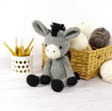 Crochet Pattern copy poseable Small donkey amigurumi DK 10 inches inc ears 14