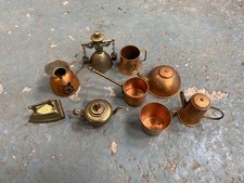 Vintage Collectable Brass Copper Miniatures :  Teapots And Lots More Bundle 