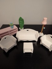 DOLLS HOUSE FURNITURE - FIVE Room Settings; Wooden - great condition