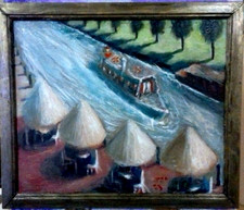 "Narrow Boat" Oil Painting By