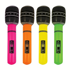 Inflatable Microphone Fancy Dress Prop 25cm Blow Up Neon Party Gig Festival Mic