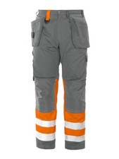 Projob 6502 High Vis Work Trousers with Holster Pockets Orange/Grey Size 148