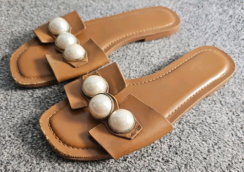 Zara brown leather slip - slip, on