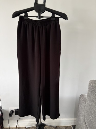 Black wide leg trousers - black,