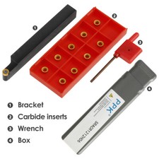 10mm Shank Lathe Turning Tool Holder Boring Bar +10PCS Carbide Inserts Wrench