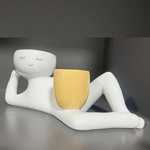 Lazy guy resin planter pot - guy,