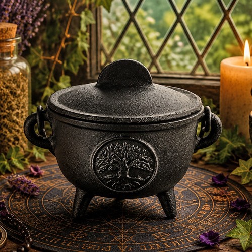 Cast iron cauldron - iron, tree