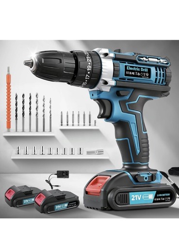 Cordless drill set 21v 3 - drill, 21v,25+3