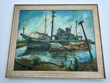MID CENTURY PAINTING BEACH