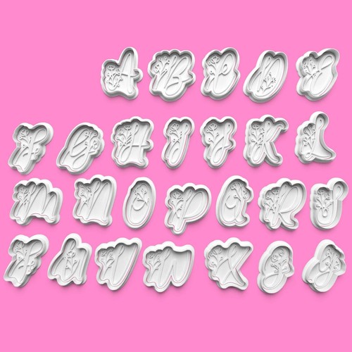 Floral alphabet cookie cutter - floral,