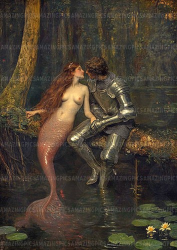 Medieval knight and mermaid - and,