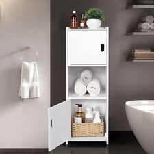 White Waterproof Bathroom Storage Cabinet Free Standing Cabinet Organizer Unit