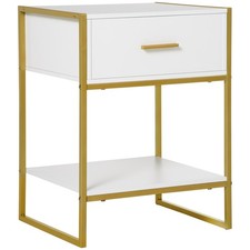 HOMCOM White Bedside Table