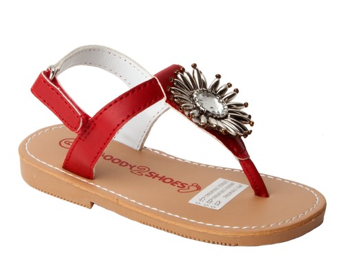 Girls red beaded flower - red, casual