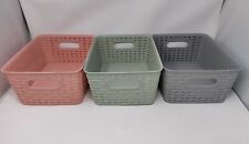 Rattan Polyrattan Handy Storage Baskets Large 36x25x15cm Pink Grey Green