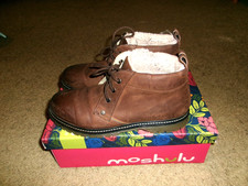 MOSHULU LADIES DEVA BROWN LEATHER LACE UP ANKLE BOOTS 7