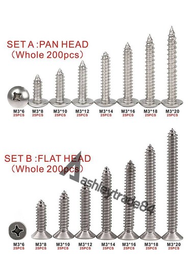 200pcs 304 stainless - 200pcs, m3