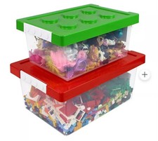 Lego Bins & Toy Organizer Set Of 2 Large And Small Brick Shaped Storage. 